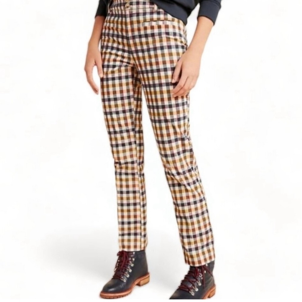 Anthropologie Multicolor Plaid Boot Cut Pants
